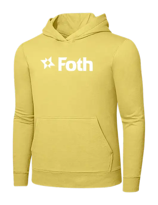 Yellow 7.8. oz Ring Spun Hooded Sweatshirt w/Foth Logo
