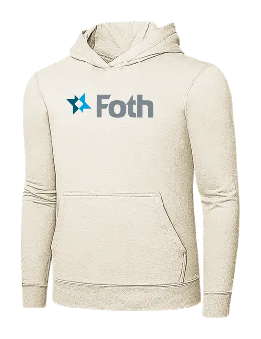 Very Light Tan 7.8 oz Ring Spun Hooded Sweatshirt w/Foth Logo