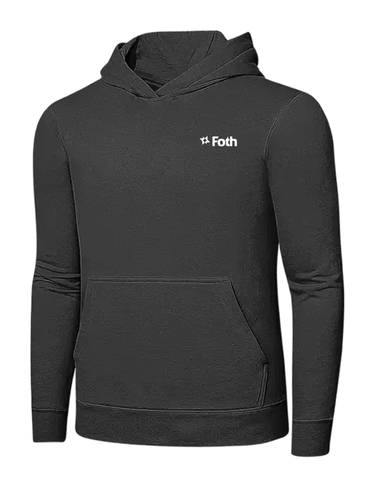 Charcoal 7.8 oz Ring Spun Hooded Sweatshirt w/Foth Logo