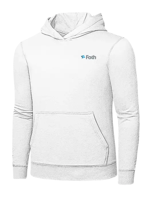 White 7.8 oz Ring Spun Hooded Sweatshirt w/Foth Logo