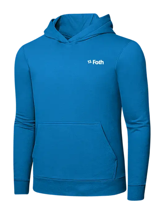 Medium Dark Sapphire 7.8 oz Ring Spun Hooded Sweatshirt w/Foth Logo
