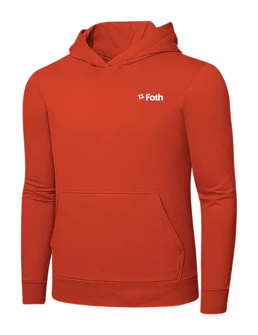Orange 7.8 oz Ring Spun Hooded Sweatshirt w/Foth Logo