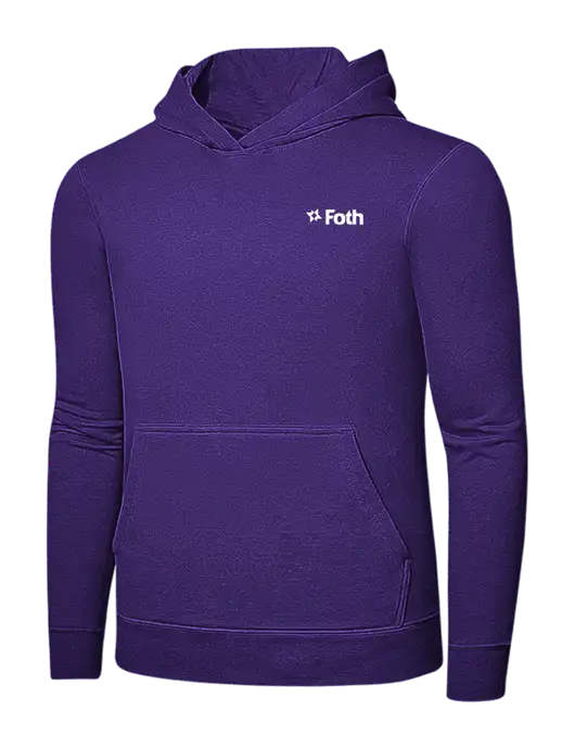 Purple 7.8 oz Ring Spun Hooded Sweatshirt w/Foth Logo