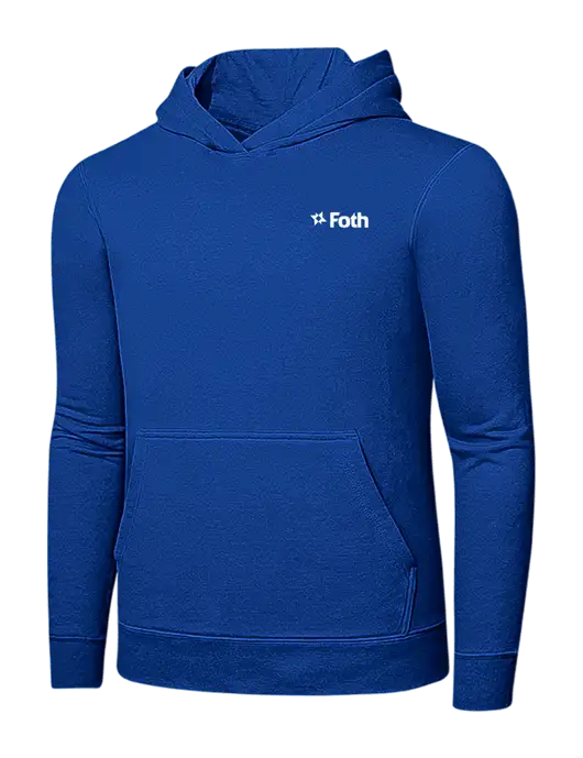 True Royal 7.8 oz Ring Spun Hooded Sweatshirt w/Foth Logo