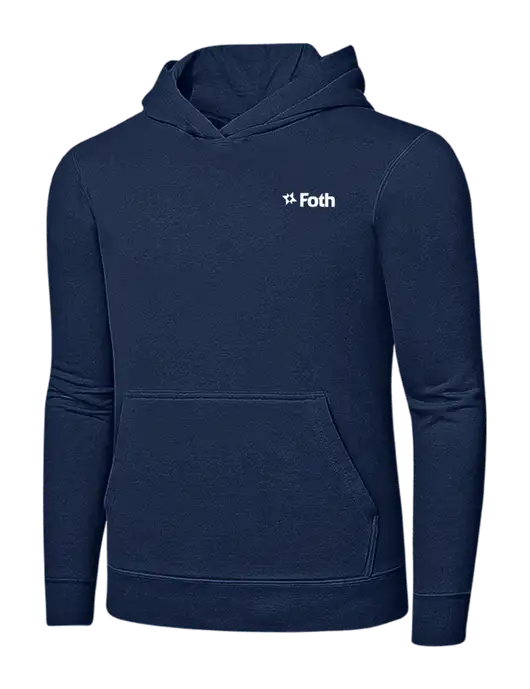Navy 7.8 oz Ring Spun Hooded Sweatshirt w/Foth Logo