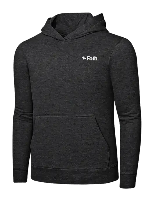 Dark Heather Grey 7.8 oz Ring Spun Hooded Sweatshirt w/Foth Logo