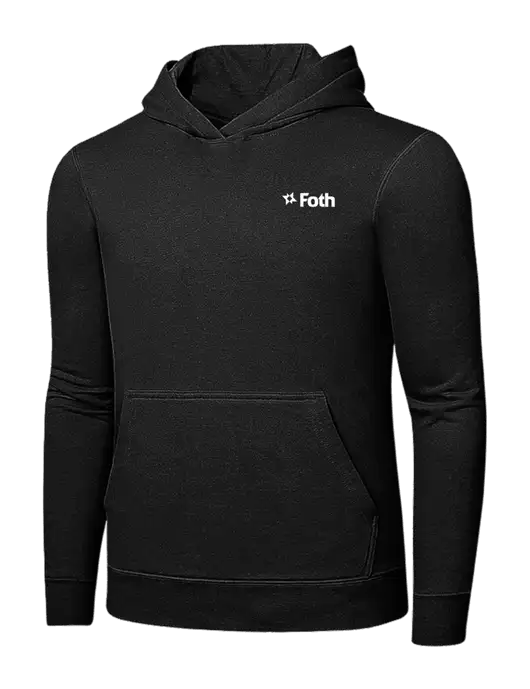 Jet Black 7.8 oz Ring Spun Hooded Sweatshirt w/Foth Logo