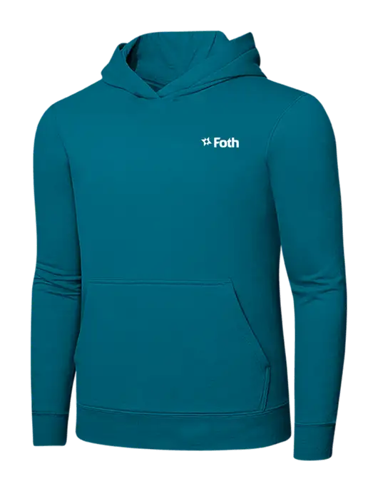 Dark Teal 7.8 oz Ring Spun Hooded Sweatshirt w/Foth Logo