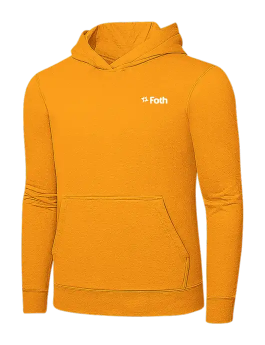 Yellow Gold 7.8 oz Ring Spun Hooded Sweatshirt w/Foth Logo