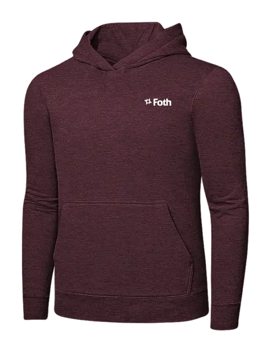 Heather Maroon 7.8 oz Ring Spun Hooded Sweatshirt w/Foth Logo