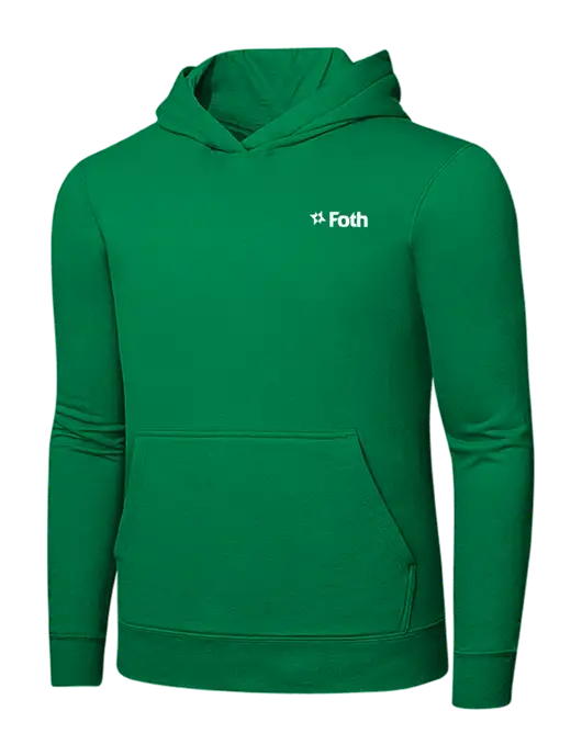 Dark Kelly Green 7.8 oz Ring Spun Hooded Sweatshirt w/Foth Logo