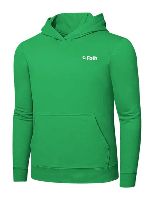 Light Kelly Green 7.8 oz Ring Spun Hooded Sweatshirt w/Foth Logo