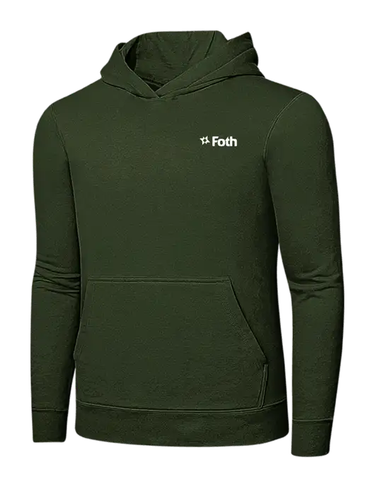 Very Dark Olive 7.8 oz Ring Spun Hooded Sweatshirt w/Foth Logo