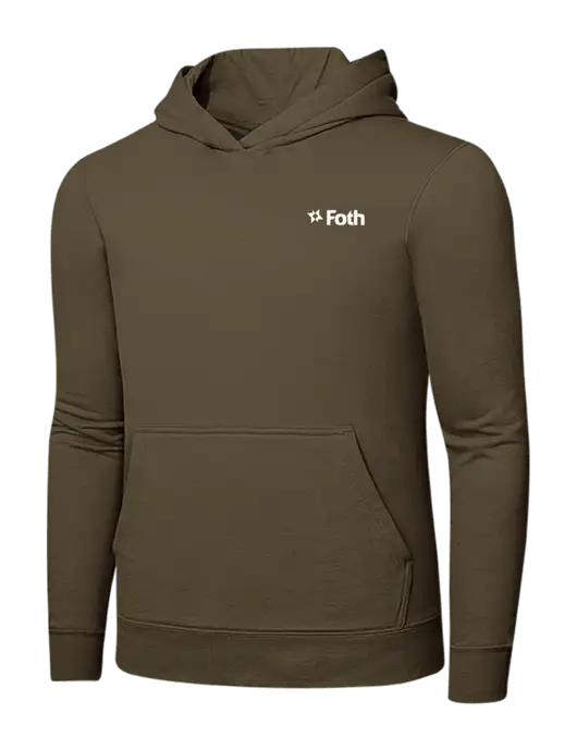 Coyote Brown 7.8 oz Ring Spun Hooded Sweatshirt w/Foth Logo
