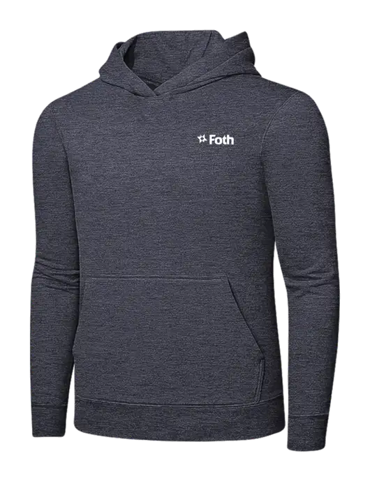 Heather Navy 7.8 oz Ring Spun Hooded Sweatshirt w/Foth Logo