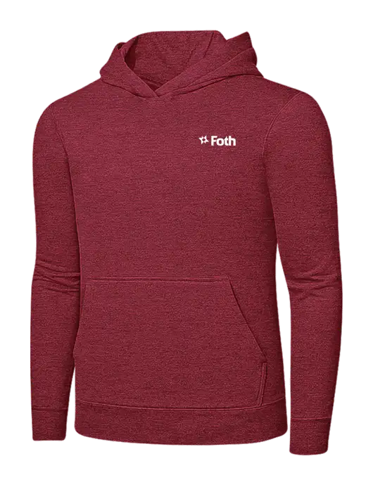 Heather Red 7.8 oz Ring Spun Hooded Sweatshirt w/Foth Logo