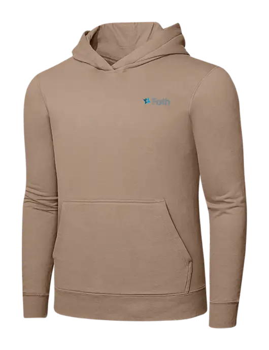 Sand 7.8. oz Ring Spun Hooded Sweatshirt w/Foth Logo