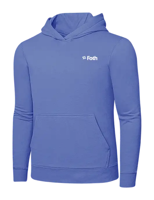 Carolina Blue 7.8 oz Ring Spun Hooded Sweatshirt w/Foth Logo