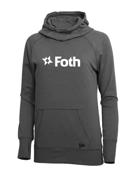 New Era Black Heather Womens Tri-Blend Fleece Pullover Hoodie w/Foth Logo