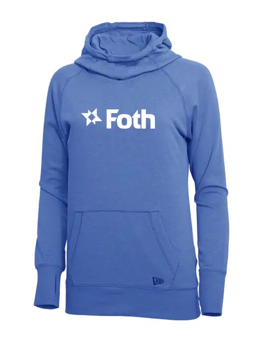 New Era Royal Heather Womens Tri-Blend Fleece Pullover Hoodie w/Foth Logo