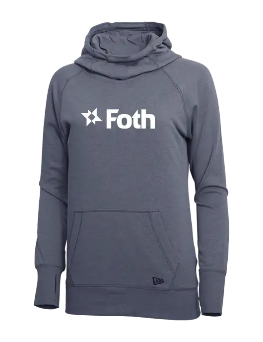 New Era True Navy Heather Womens Tri-Blend Fleece Pullover Hoodie w/Foth Logo