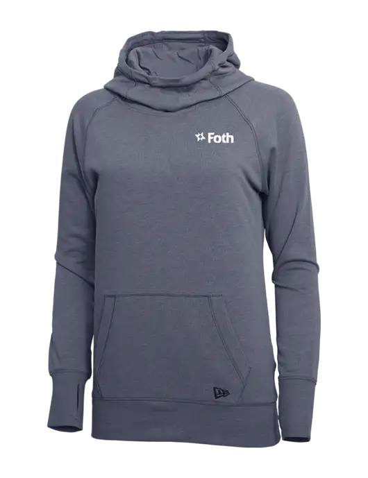 New Era True Navy Heather Womens Tri-Blend Fleece Pullover Hoodie w/Foth Logo