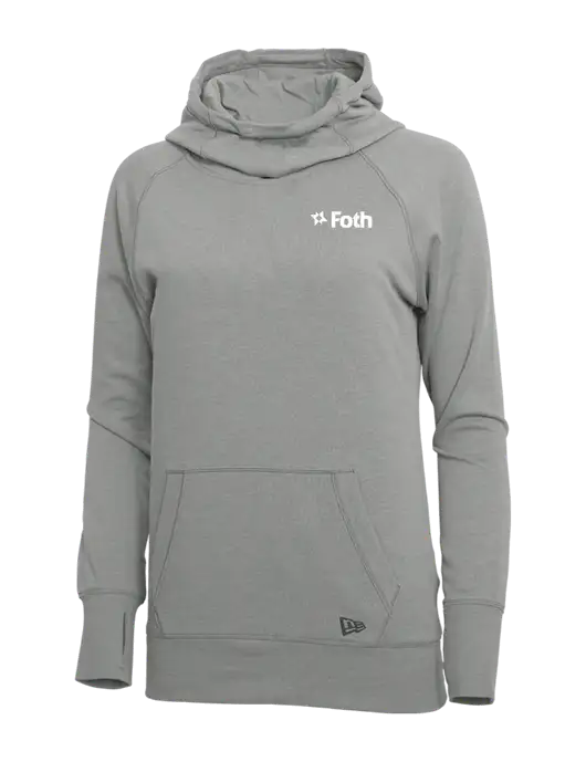 New Era Shadow Grey Heather Womens Tri-Blend Fleece Pullover Hoodie w/Foth Logo