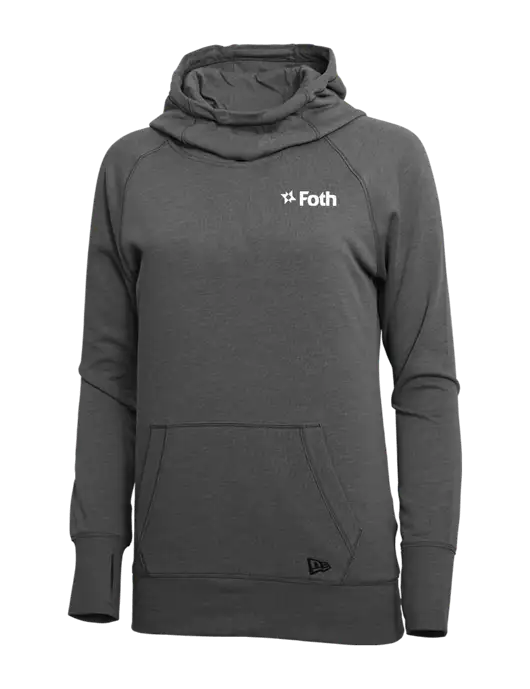 New Era Black Heather Womens Tri-Blend Fleece Pullover Hoodie w/Foth Logo