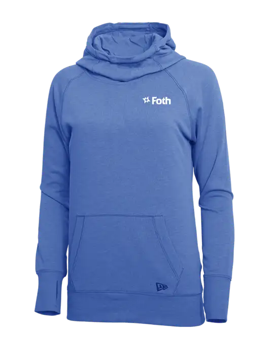 New Era Royal Heather Womens Tri-Blend Fleece Pullover Hoodie w/Foth Logo