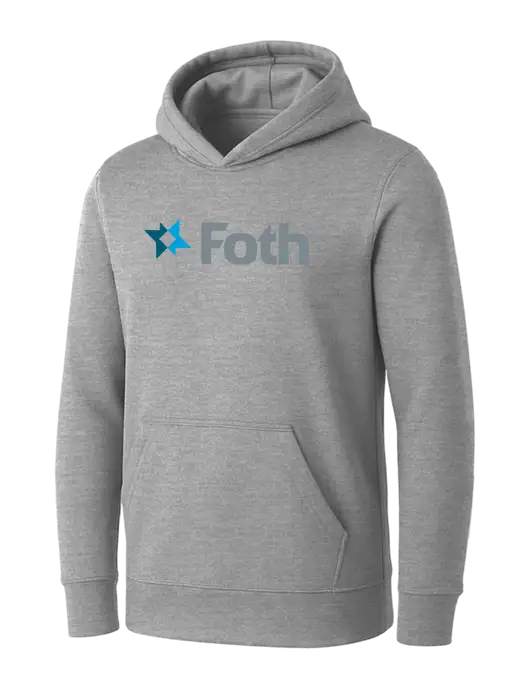 Womens Light Grey Heather Core Fleece Pullover Hooded Sweatshirt w/Foth Logo