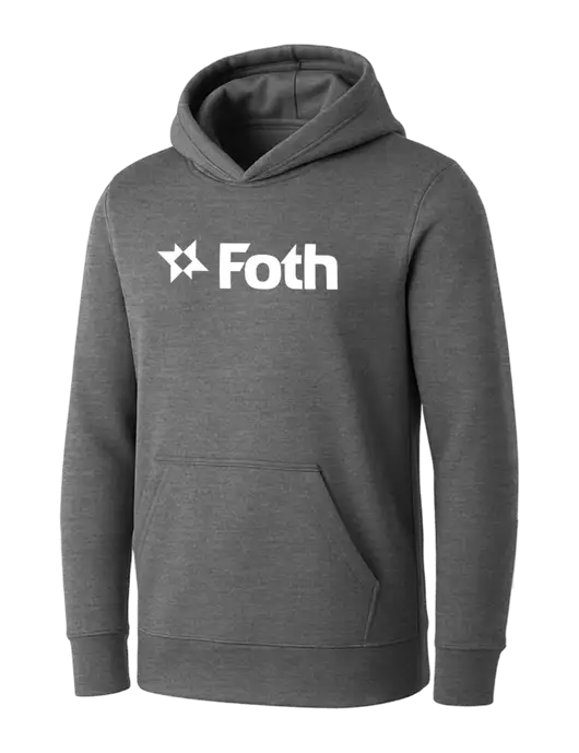 Womens Medium Grey Heather Core Fleece Pullover Hooded Sweatshirt w/Foth Logo