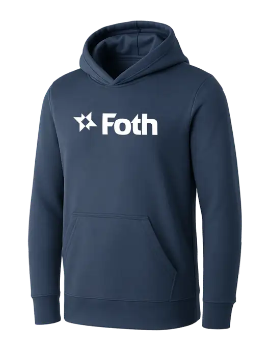 Womens Navy Core Fleece Pullover Hooded Sweatshirt w/Foth Logo