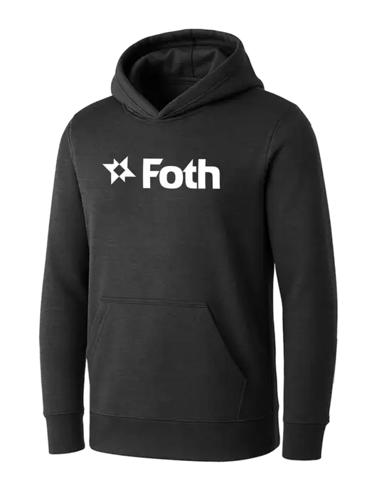 Womens Dark Grey Heather Core Fleece Pullover Hooded Sweatshirt w/Foth Logo