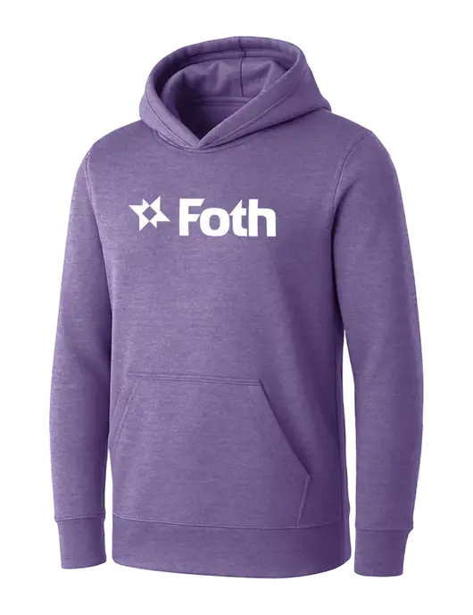 Womens Purple Heather Core Fleece Pullover Hooded Sweatshirt w/Foth Logo