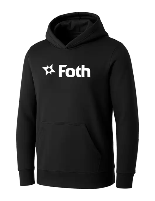 Womens Black Core Fleece Pullover Hooded Sweatshirt w/Foth Logo