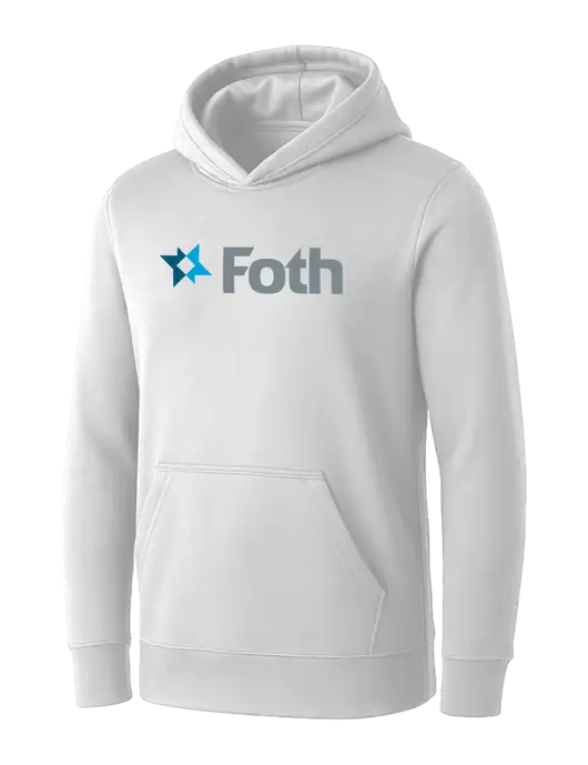 Womens White Core Fleece Pullover Hooded Sweatshirt w/Foth Logo