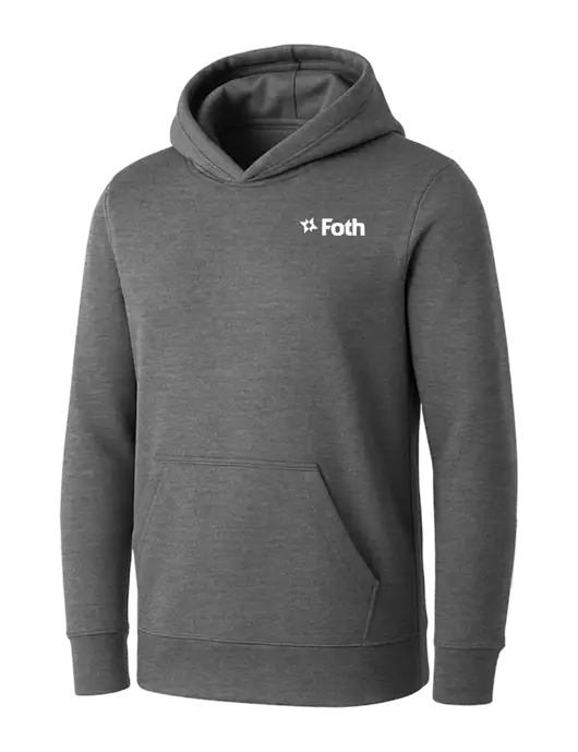 Womens Medium Grey Heather Core Fleece Pullover Hooded Sweatshirt w/Foth Logo
