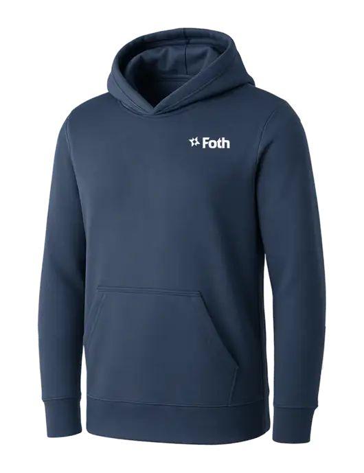 Womens Navy Core Fleece Pullover Hooded Sweatshirt w/Foth Logo
