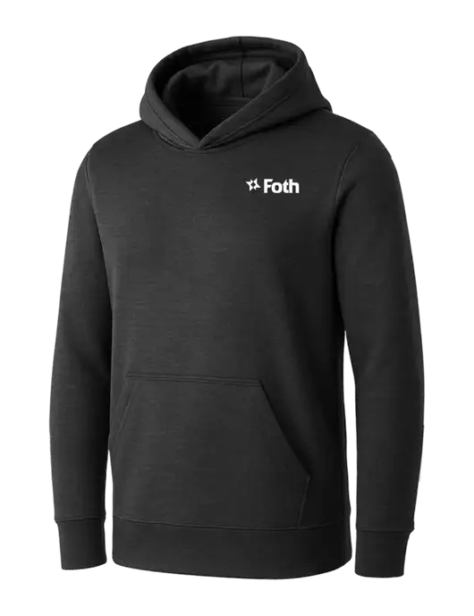Womens Dark Grey Heather Core Fleece Pullover Hooded Sweatshirt w/Foth Logo