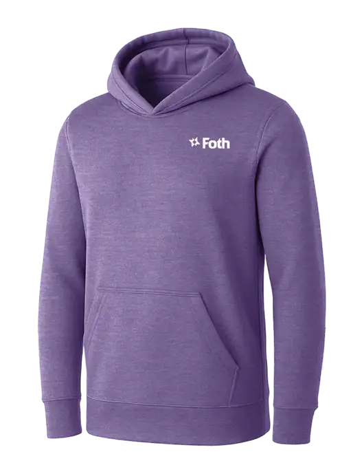 Womens Purple Heather Core Fleece Pullover Hooded Sweatshirt w/Foth Logo