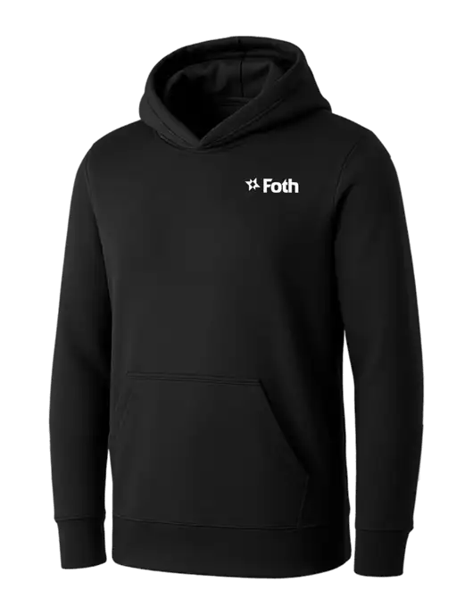 Womens Black Core Fleece Pullover Hooded Sweatshirt w/Foth Logo
