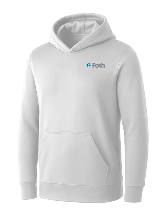 Womens White Core Fleece Pullover Hooded Sweatshirt w/Foth Logo