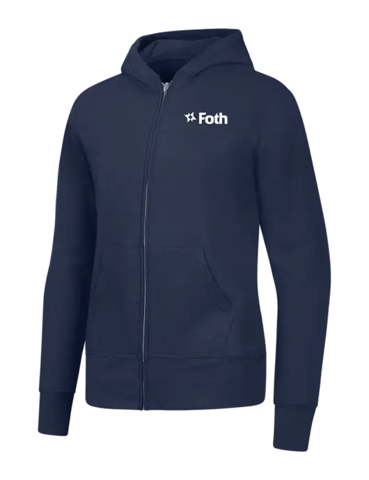Navy Womens Core Fleece Full-Zip Hooded Sweatshirt w/Foth Logo