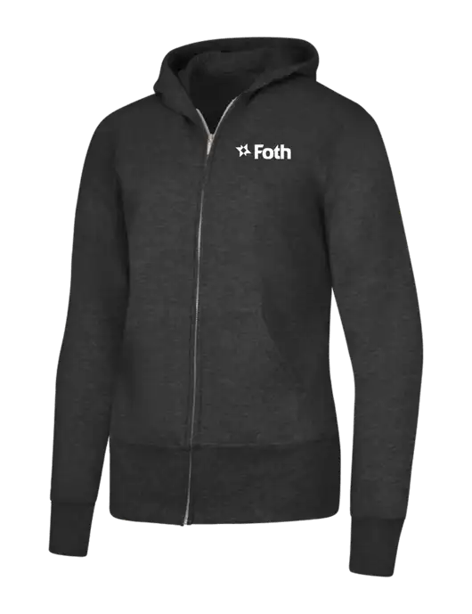 Dark Heather Grey Womens Core Fleece Full-Zip Hooded Sweatshirt w/Foth Logo