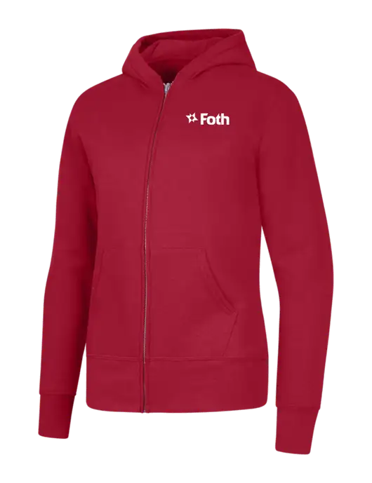 Red Womens Core Fleece Full-Zip Hooded Sweatshirt w/Foth Logo