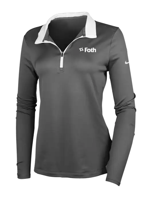 NIKE Dark Grey/White Womens Dry-Fit Stretch 1/2 Zip Cover-Up w/Foth Logo