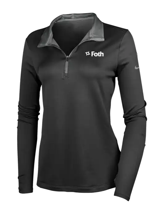 NIKE Black/Dark Grey Womens Dry-Fit Stretch 1/2 Zip Cover-Up w/Foth Logo