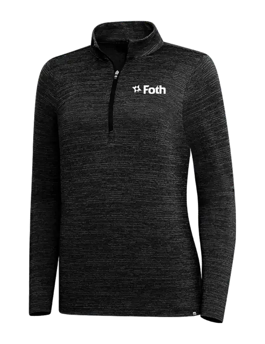 TravisMathew Black Womens Crestview 1/4 Zip w/Foth Logo