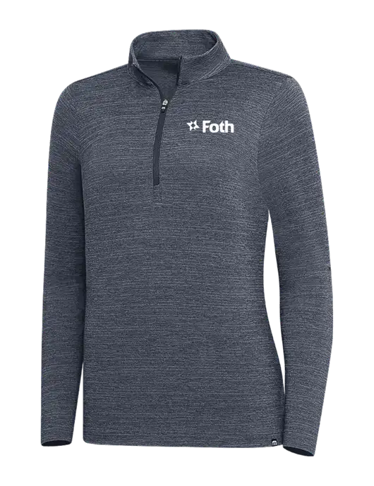 TravisMathew Navy Heather Womens Crestview 1/4 Zip w/Foth Logo