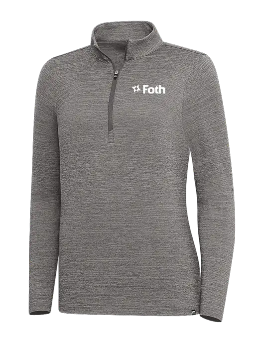 TravisMathew Medium Grey Heather Womens Crestview 1/4 Zip w/Foth Logo